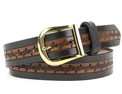 Two-Tone Barbed Wire Design Leather Belt - Custom | $79 - $85 - Image 12