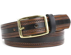 Two-Tone Brown Zig Zag Leather Belt - Custom | $69 - $85 - Image 4