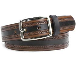 Two-Tone Brown Zig Zag Leather Belt - Custom | $69 - $85 - Image 5
