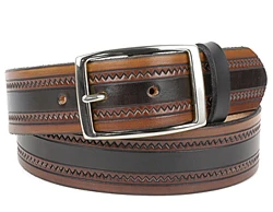 Two-Tone Brown Zig Zag Leather Belt - Custom | $69 - $85 - Image 6