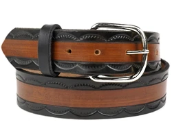 Two-Tone Half Circles Edging Leather Belt - Custom | $79 - $87 - Image 3