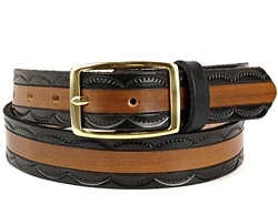 Two-Tone Half Circles Edging Leather Belt - Custom | $79 - $87 - Image 4