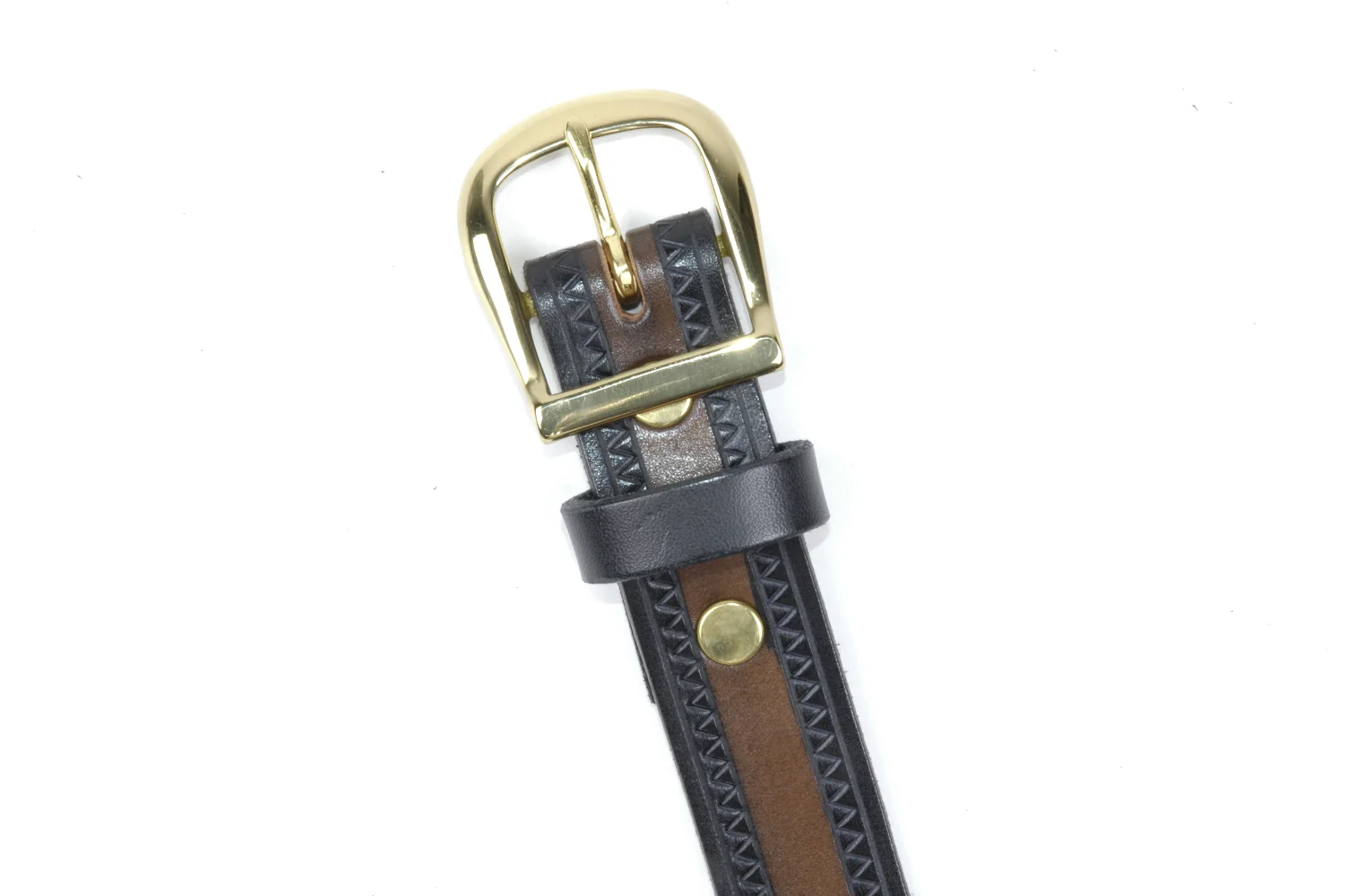 Custom Two-Tone Zig Zag Leather Belt | $64 - $85 - Image 3